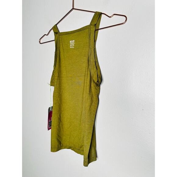 ONE TEASPOON Worn Khaki Olive Green Miami Bamboo Logo Tank Top Size Medium NWT - Picture 6 of 6